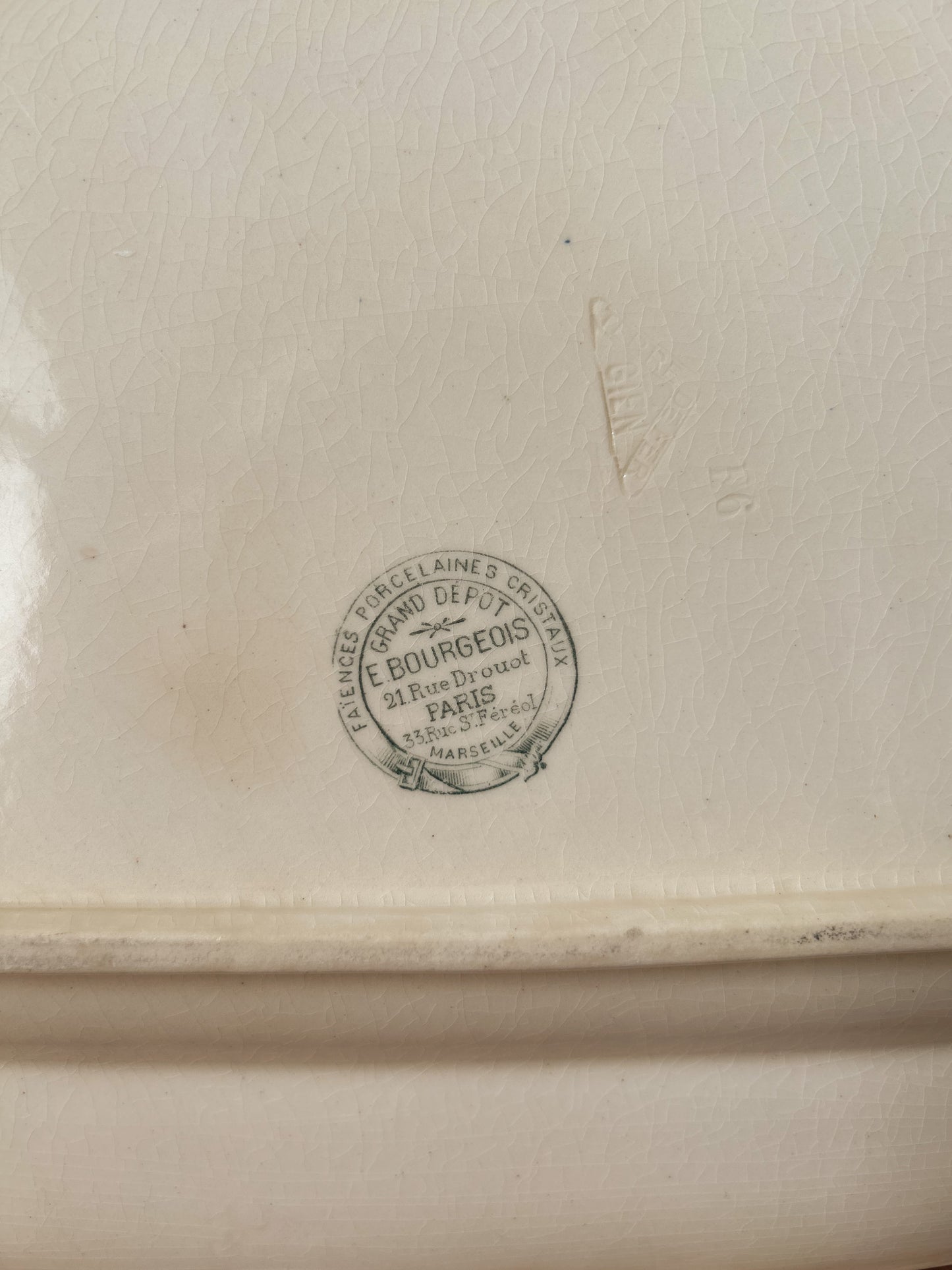 19th Century French Green Transferware