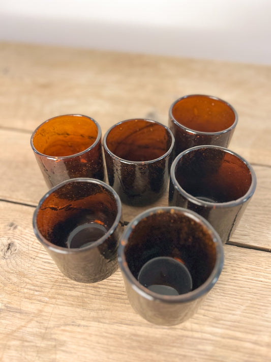 French Amber Drinking Glasses Set of 6