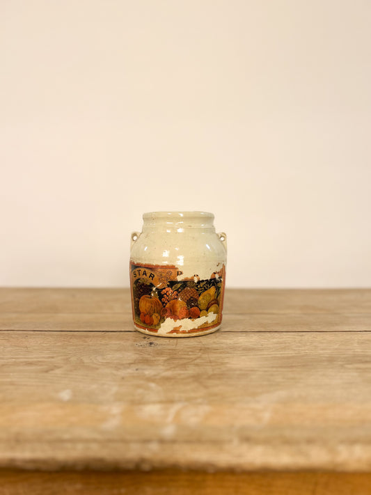 Salt Glazed Lidded Jar with Label