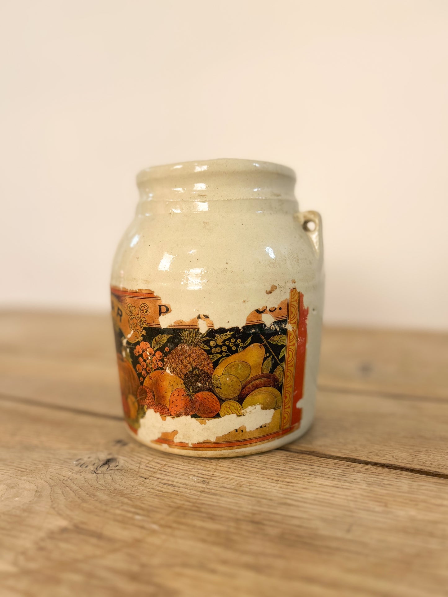 Salt Glazed Lidded Jar with Label
