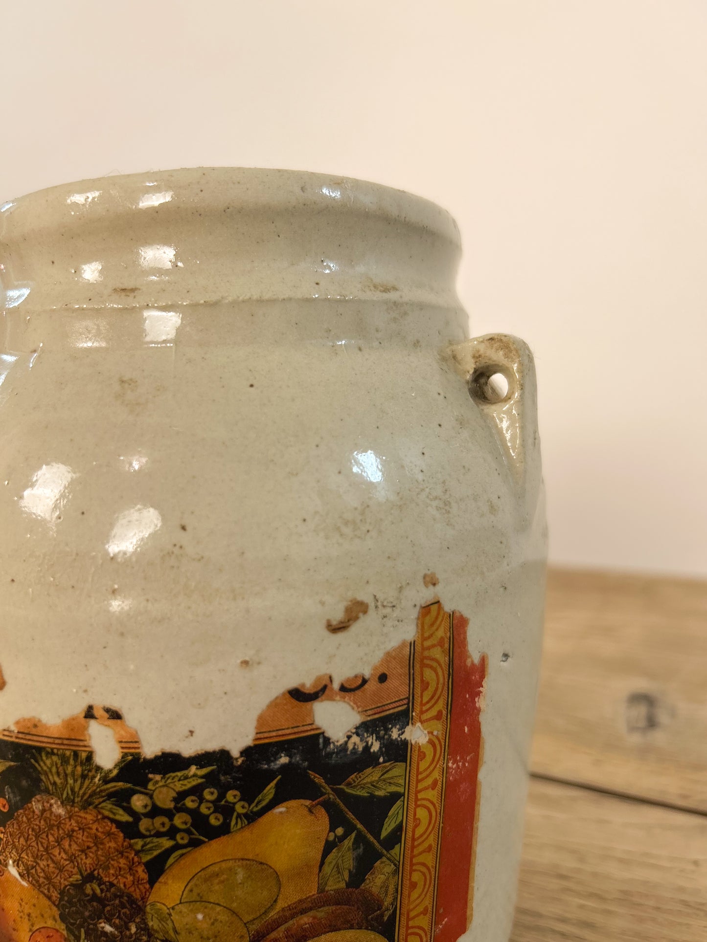 Salt Glazed Lidded Jar with Label