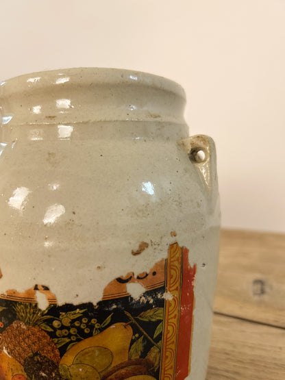 Salt Glazed Lidded Jar with Label