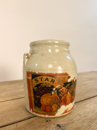 Salt Glazed Lidded Jar with Label
