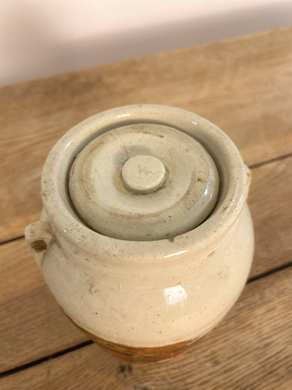Salt Glazed Lidded Jar with Label