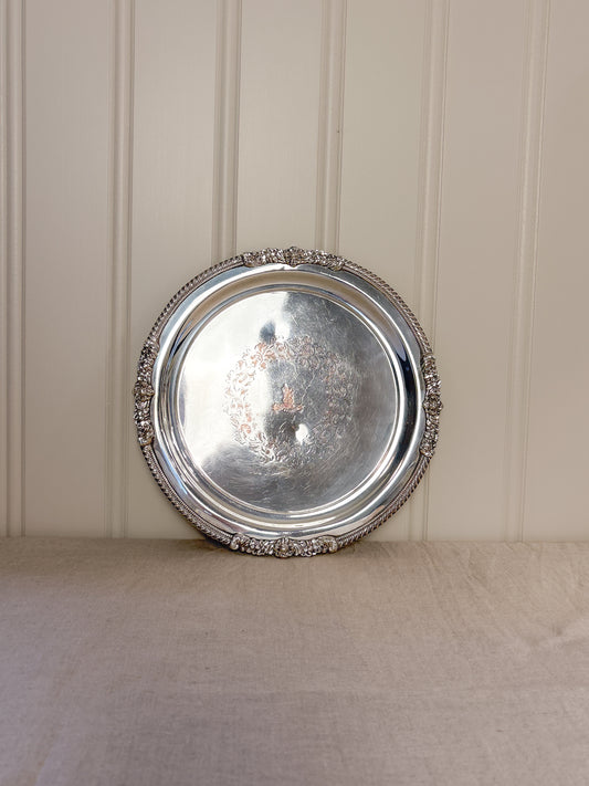 Early 20th Century Round Sterling Silver on Copper Platter