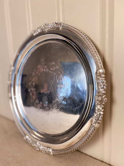 Early 20th Century Round Sterling Silver on Copper Platter