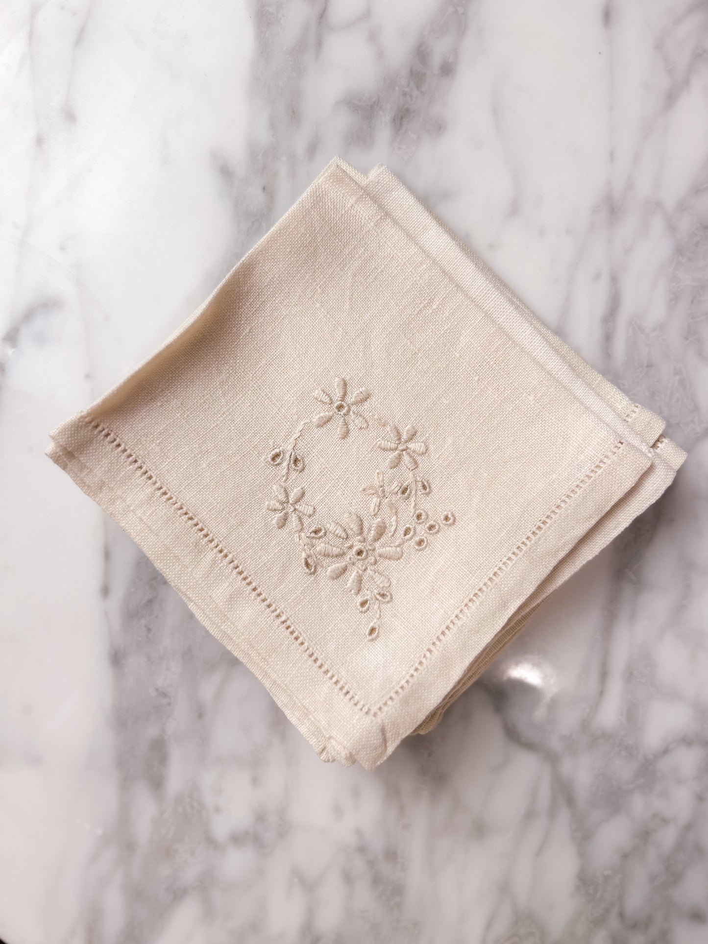 Cream Linen Tea Napkins, Set of 6