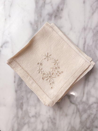 Cream Linen Tea Napkins, Set of 6