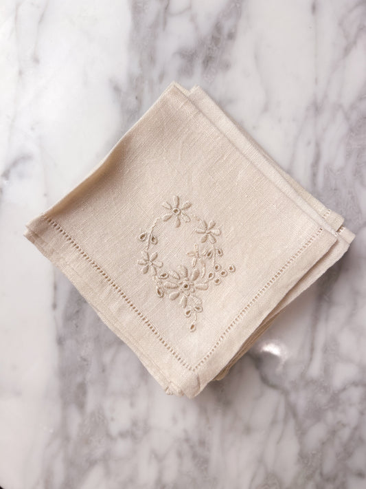 Cream Linen Tea Napkins, Set of 6