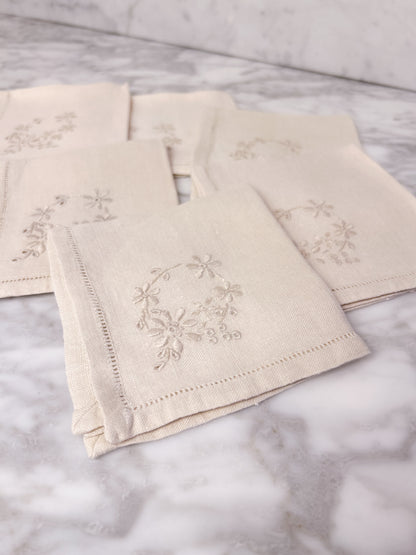 Cream Linen Tea Napkins, Set of 6