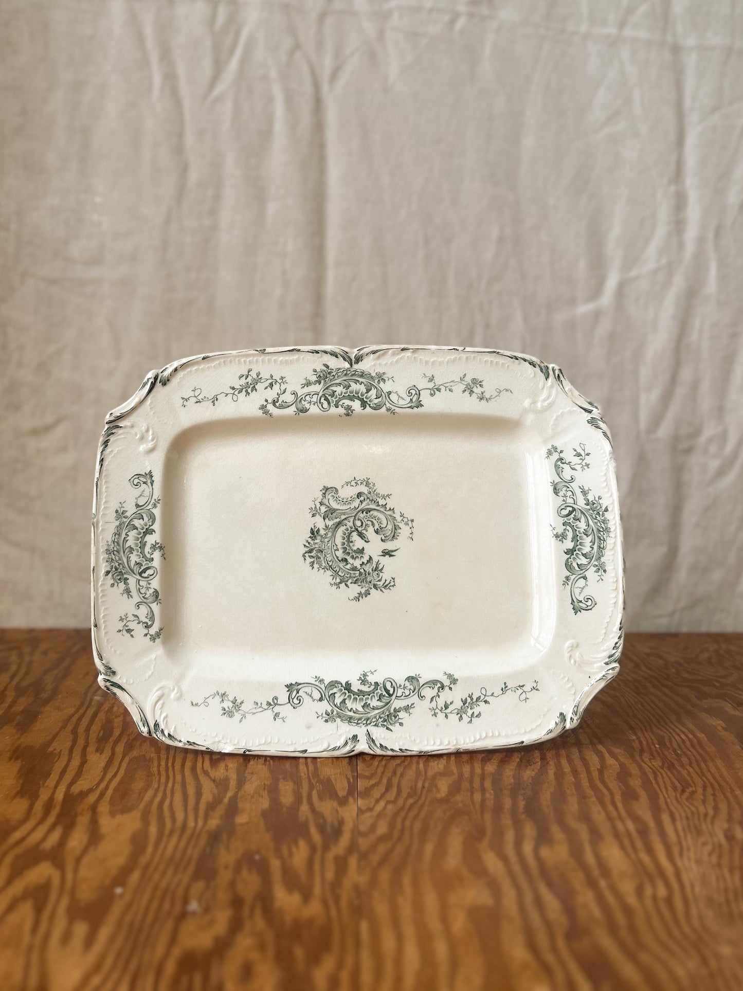 19th Century French Green Transferware