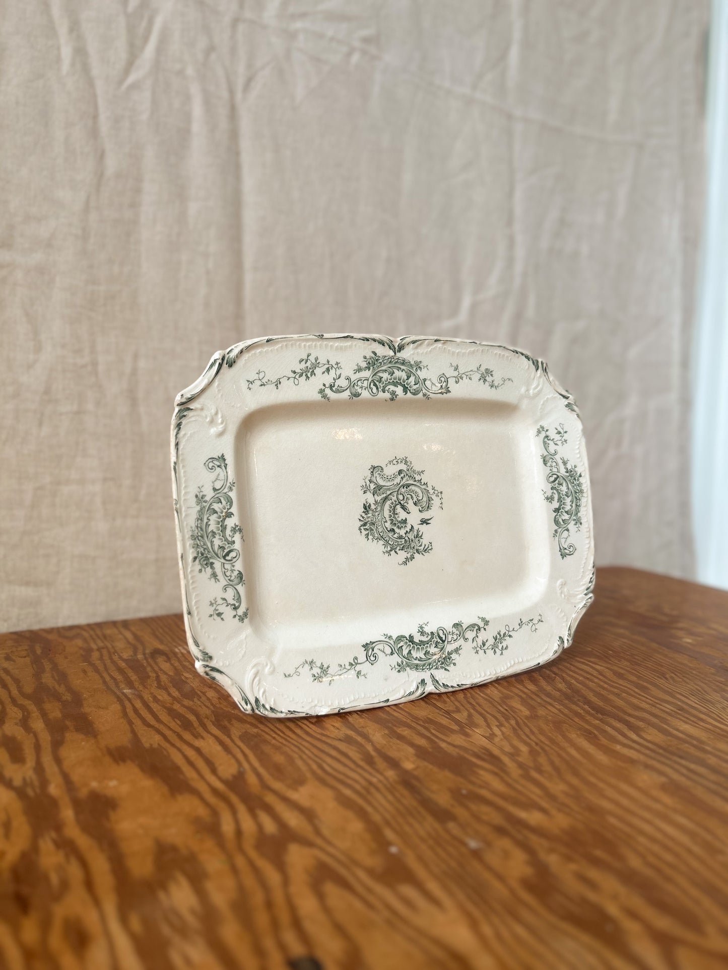 19th Century French Green Transferware