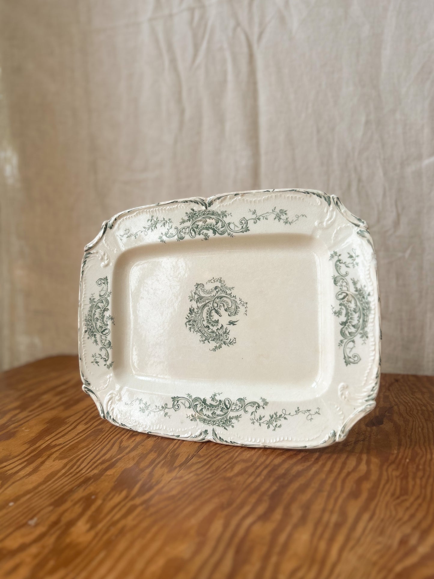 19th Century French Green Transferware