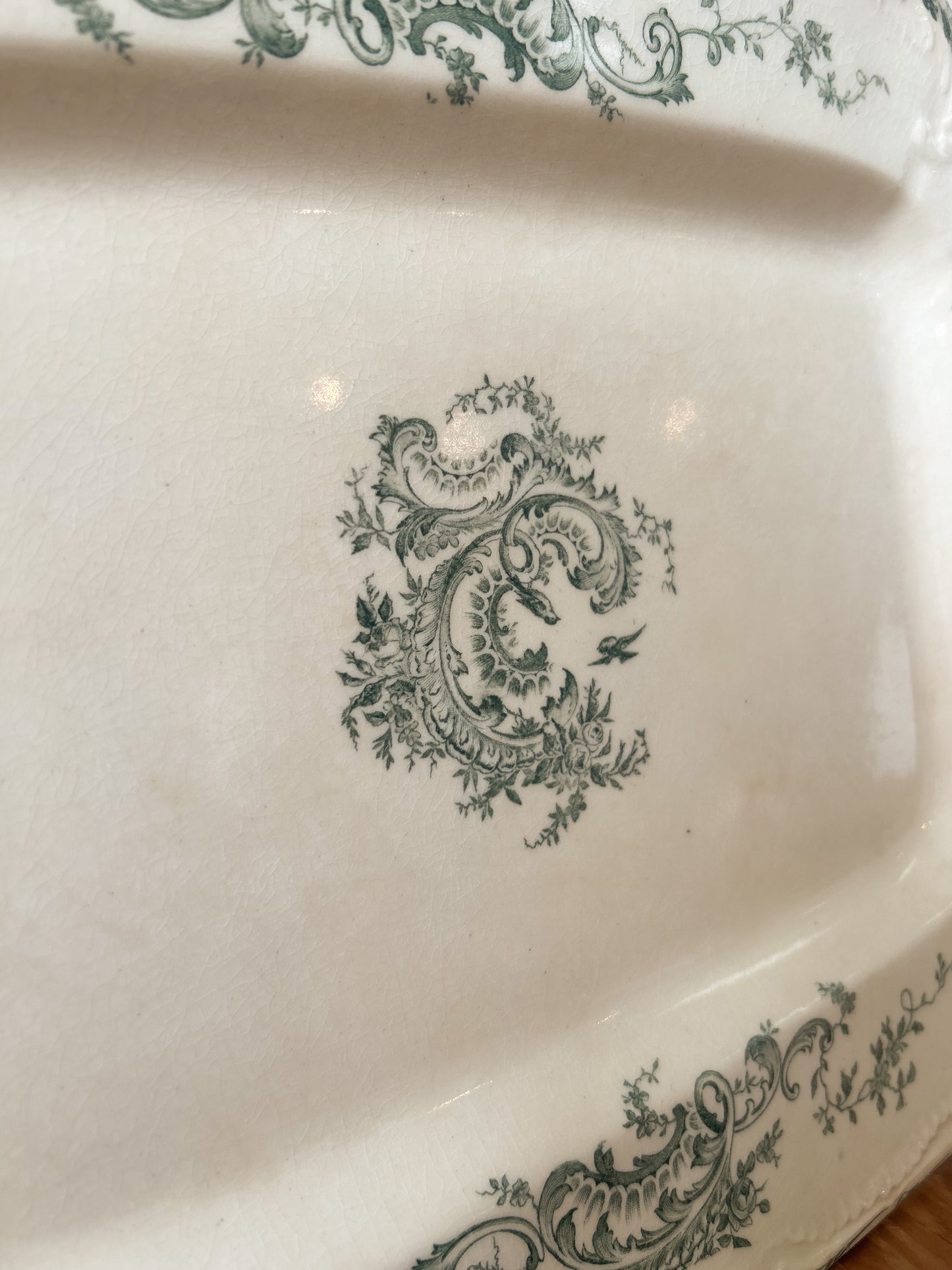 19th Century French Green Transferware