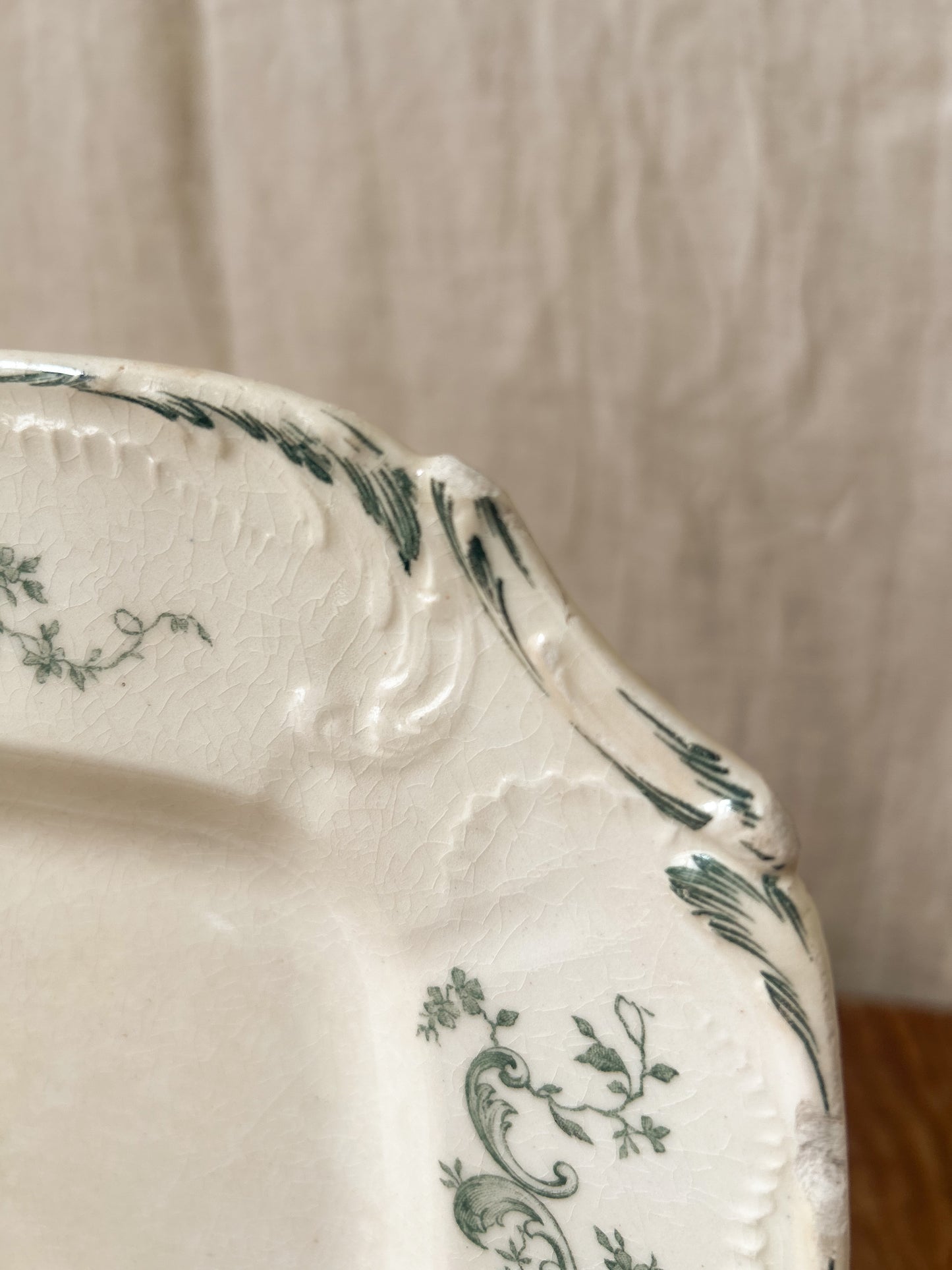 19th Century French Green Transferware