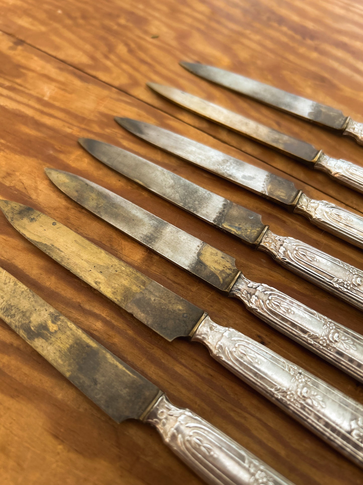 Silver Plated Cheese Fruit Knife, Ornate Handles
