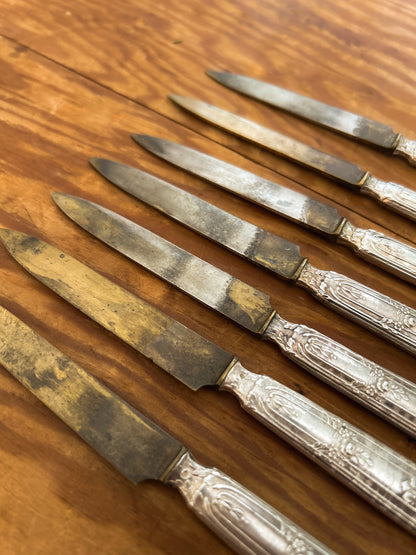 Silver Plated Cheese Fruit Knife, Ornate Handles