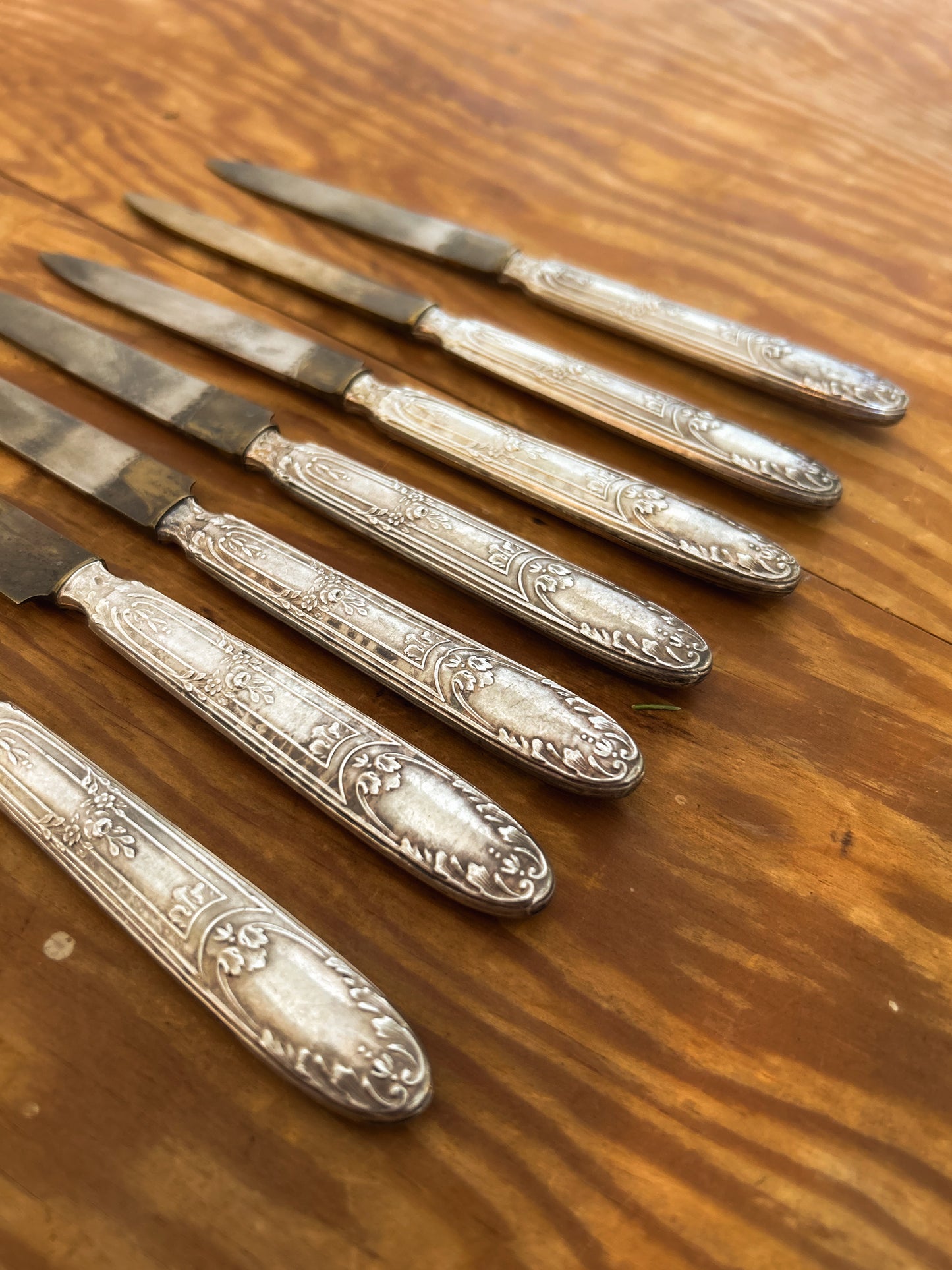 Silver Plated Cheese Fruit Knife, Ornate Handles