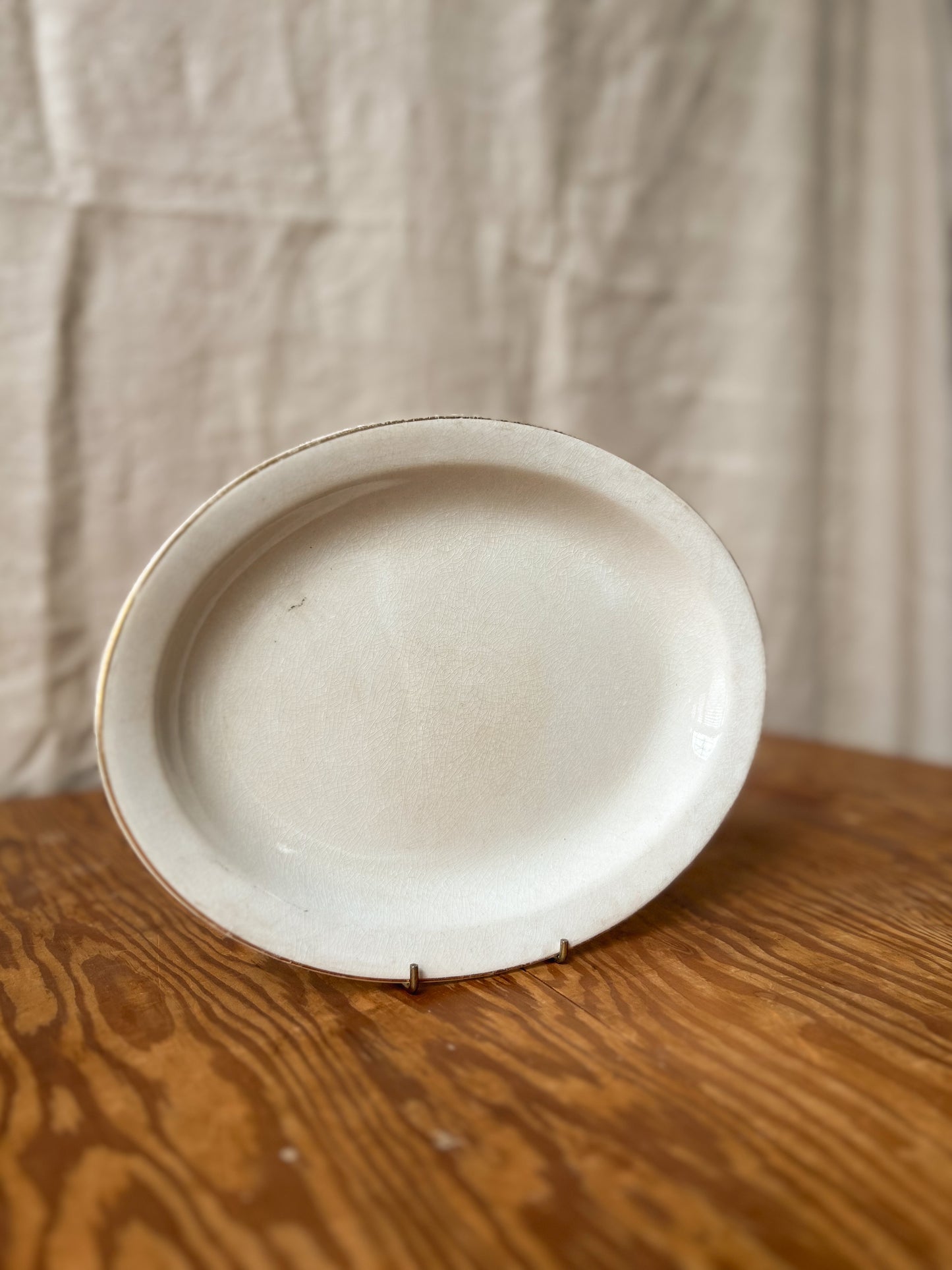 Vintage Cream Oval Serving Platter