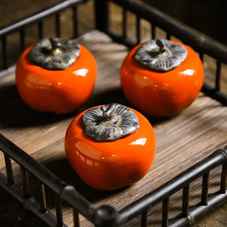 Gohobi Ceramic Persimmon Tea Container